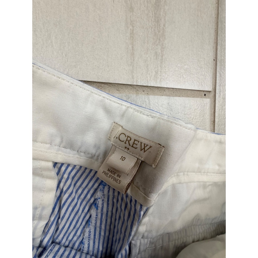 J.Crew Womens Blue White Seersucker Striped Cropped Pants Size 10 F1428 Preppy - Picture 2 of 9